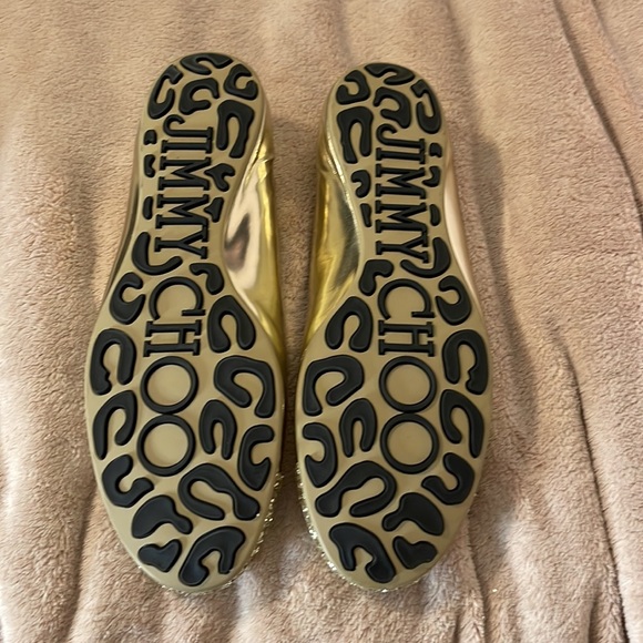 AUTHENTIC JIMMY CHOO GOLD FLATS SZ 41 - Picture 2 of 13
